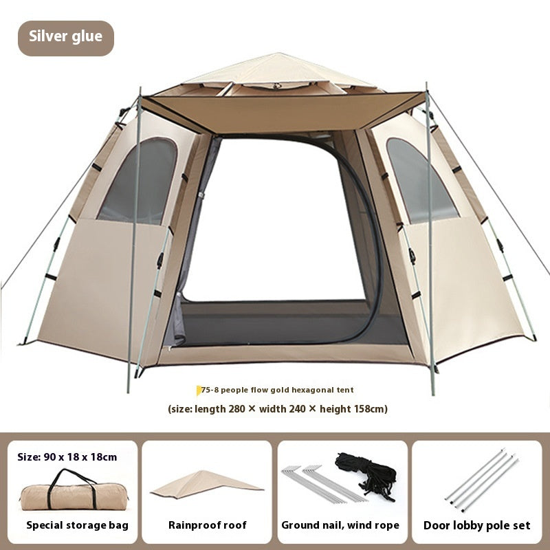 Spot outdoor tents, fully automatic hexagonal tents, waterproof and sunscreen, quick opening portable park camping tents