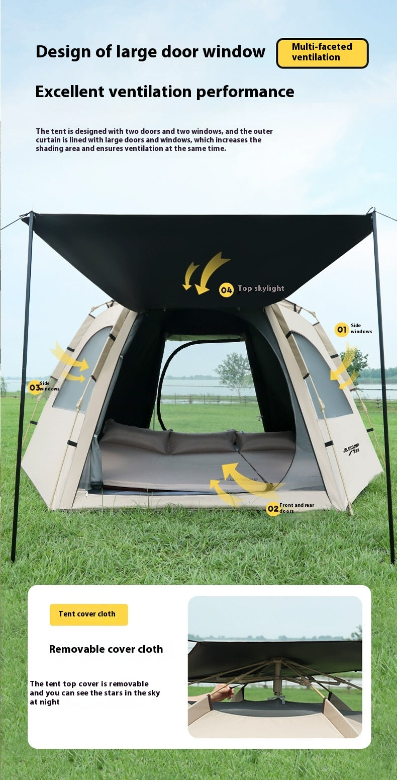 Spot outdoor tents, fully automatic hexagonal tents, waterproof and sunscreen, quick opening portable park camping tents