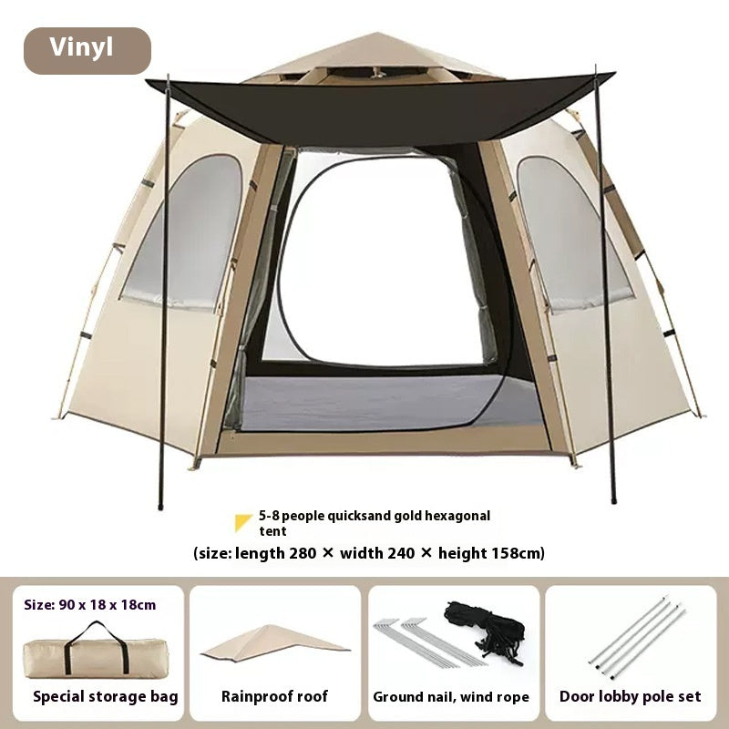 Spot outdoor tents, fully automatic hexagonal tents, waterproof and sunscreen, quick opening portable park camping tents