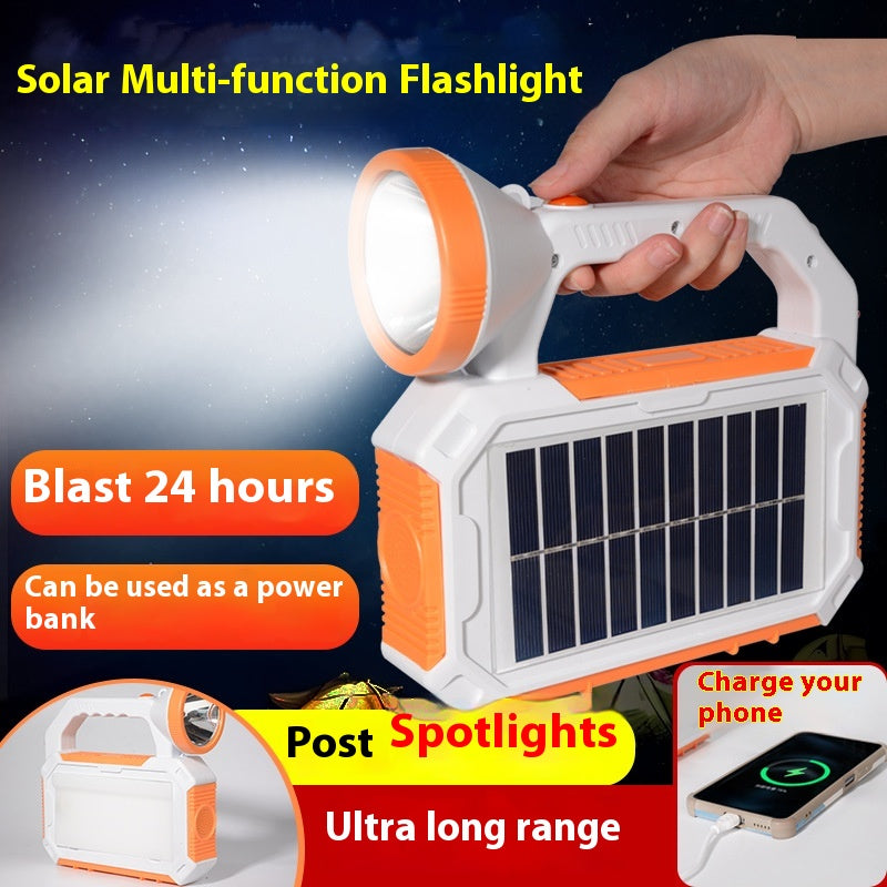 Solar multifunctional portable light LED high power strong light flashlight searchlight fishing light rechargeable camp light lamp