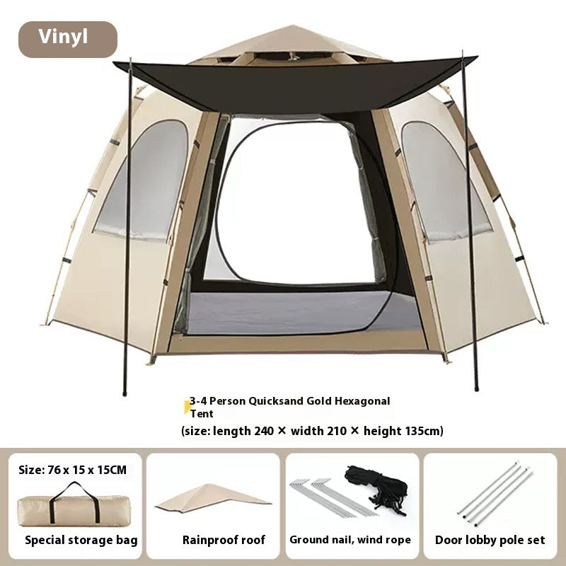 Spot outdoor tents, fully automatic hexagonal tents, waterproof and sunscreen, quick opening portable park camping tents