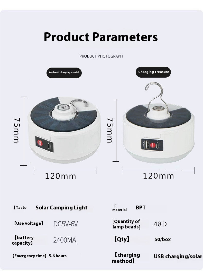 Solar rechargeable bulb LED multi-function emergency light can replace battery outdoor camping tent lamp lamp