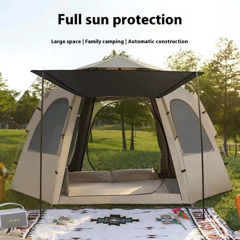 Spot outdoor tents, fully automatic hexagonal tents, waterproof and sunscreen, quick opening portable park camping tents