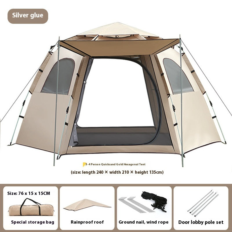 Spot outdoor tents, fully automatic hexagonal tents, waterproof and sunscreen, quick opening portable park camping tents