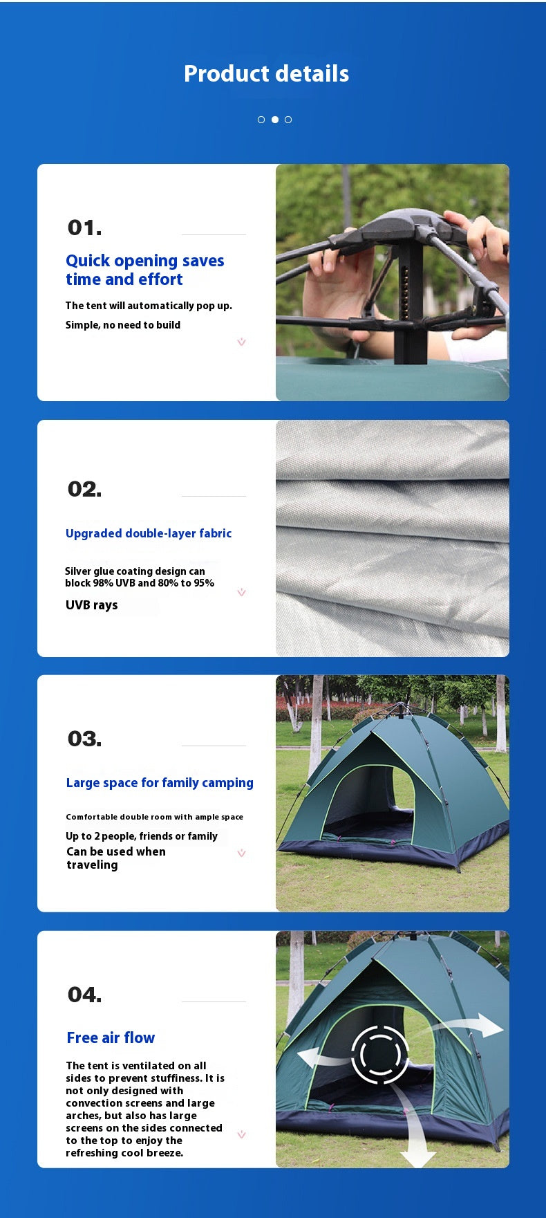 DONG new camping tent outdoor tent 3-4 people automatic double-layer tent outdoor quick-opening portable tent