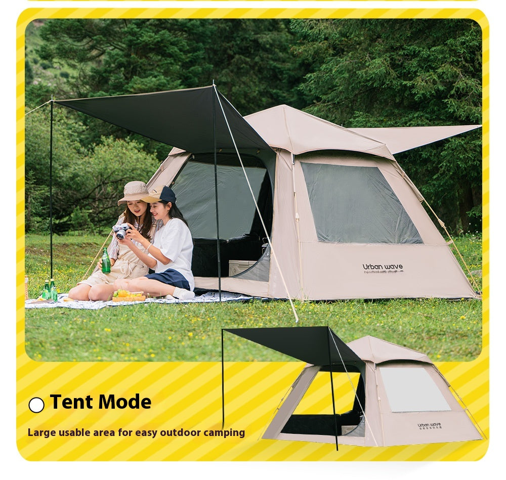 Tent outdoor camping foldable portable black vinyl canopy integrated automatic rain outdoor camping equipment full set