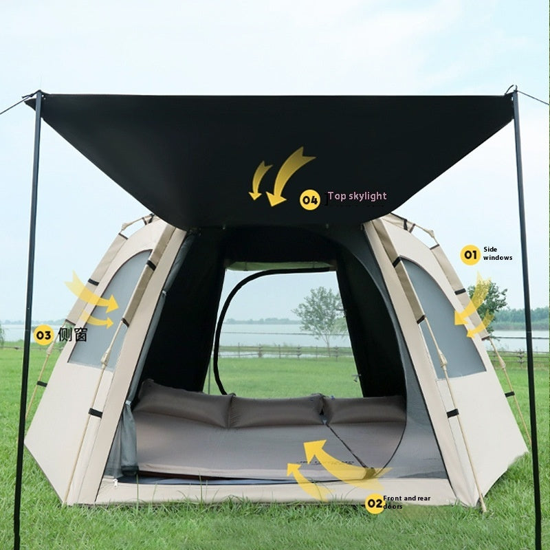 Spot outdoor tents, fully automatic hexagonal tents, waterproof and sunscreen, quick opening portable park camping tents