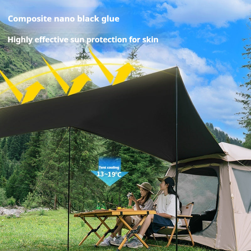 Tent outdoor camping foldable portable black vinyl canopy integrated automatic rain outdoor camping equipment full set